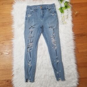 AMERICAN EAGLE Curvy Hi-Rise Jeggings The Dream Jeans Light Blue Size 6 Regular.